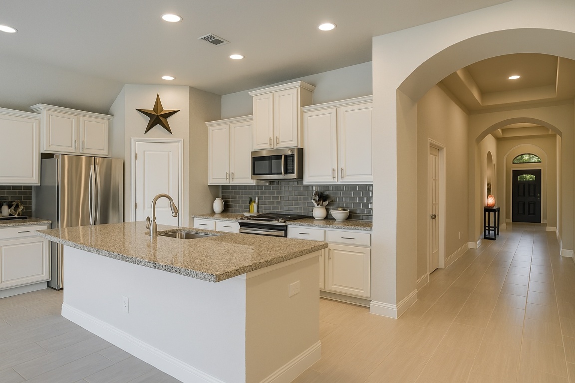 541 Cortona Lane Georgetown, TX 78628 - Photo 5 of 19 a kitchen with cabinets a sink and stainless steel appliances