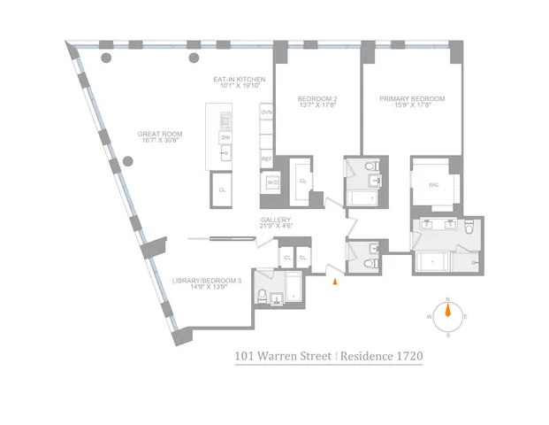 $4,650,000 | 101 Warren Street, Unit 1720 | TriBeCa