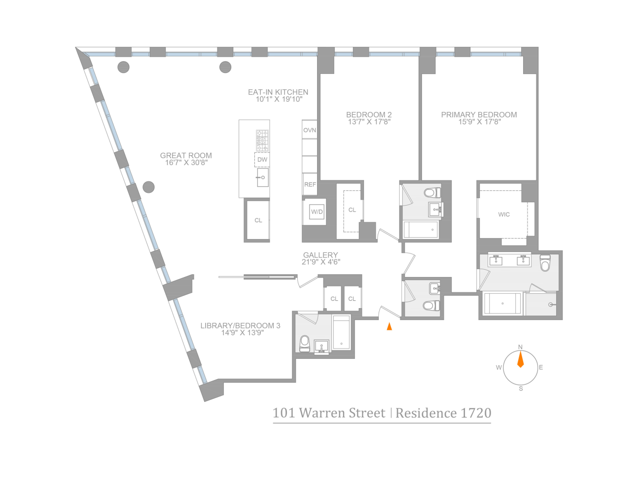 101 Warren Street, Unit 1720 Manhattan, NY 10007 - Photo 21 of 21 a picture of a floor plan