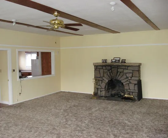 a room with a chair and table