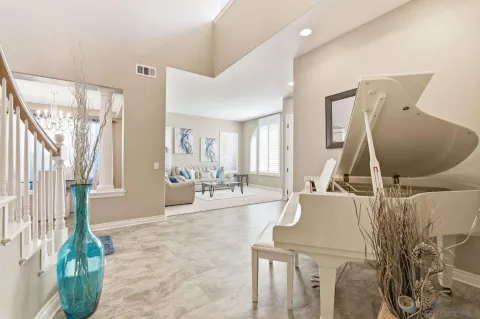 a living room with furniture