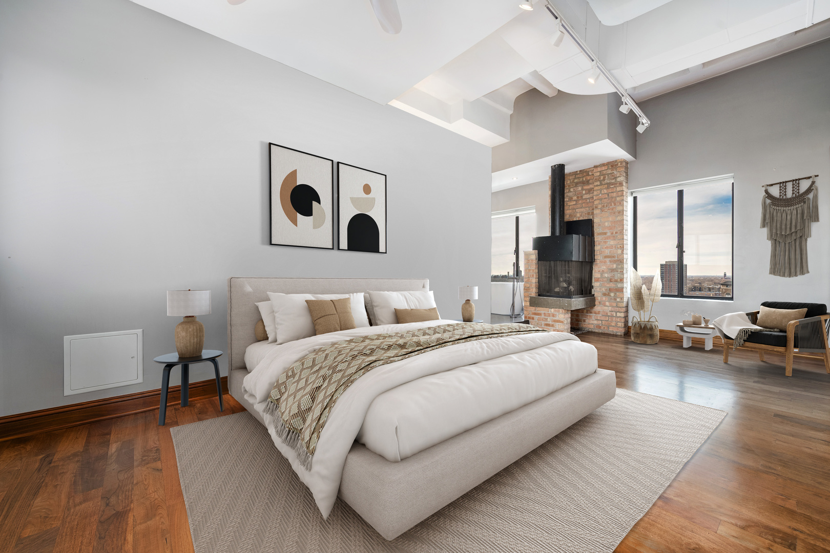 707 West Jr Terrace, Unit PH12 Chicago, IL 60613 - Photo 18 of 41 a spacious bedroom with a bed and lamp