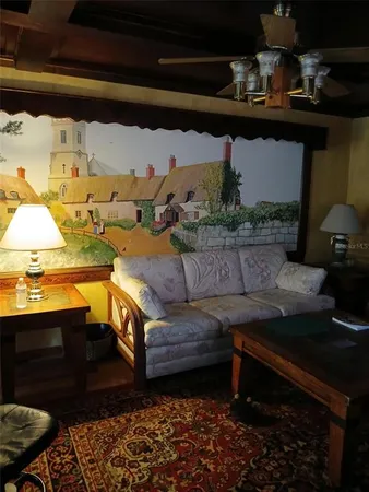 a living room with furniture