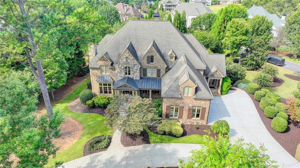 an aerial view of a house