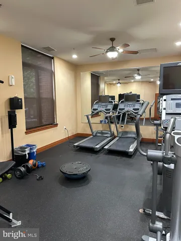 a room with gym equipment