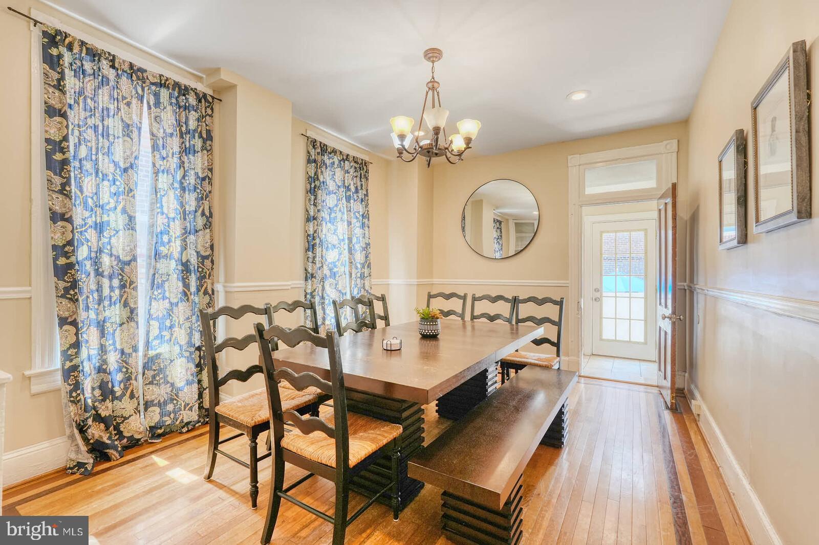 1402 Light Street Baltimore, MD 21230 - Photo 17 of 60 a view of a dining room with furniture a chandelier and wooden floor