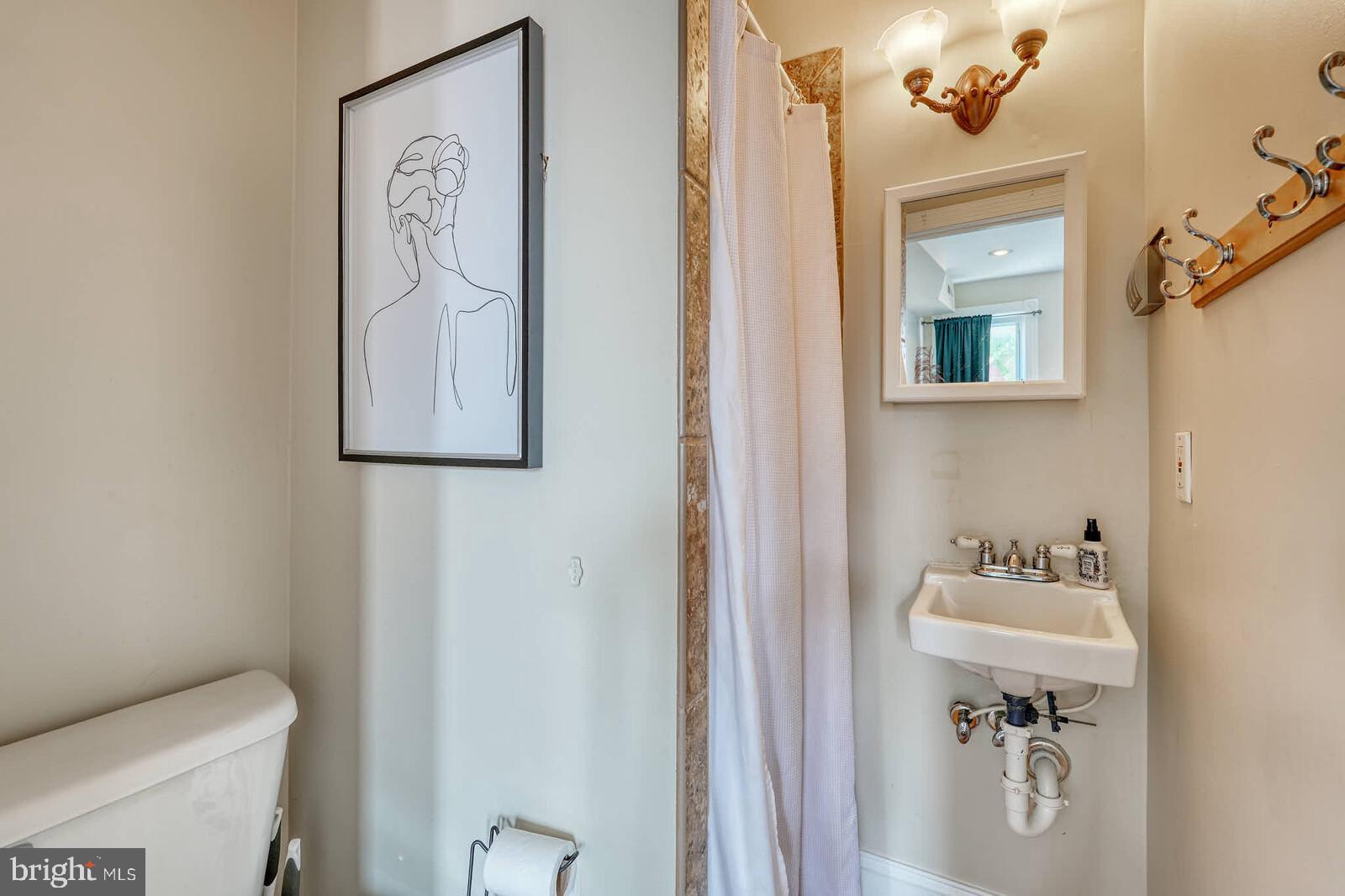 1402 Light Street Baltimore, MD 21230 - Photo 40 of 60 a bathroom with a sink and mirror with toilet