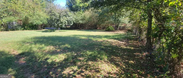 a view of a green field with lots of bushes