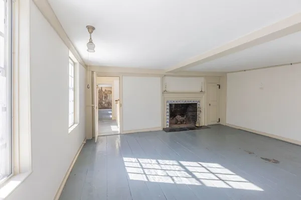 a view of a livingroom with a fireplace