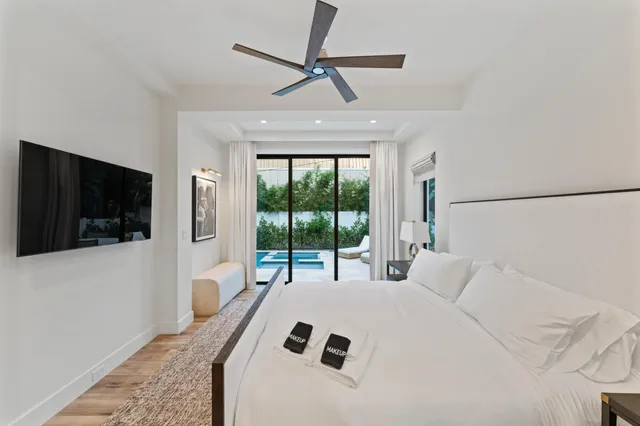 a living room with a large window