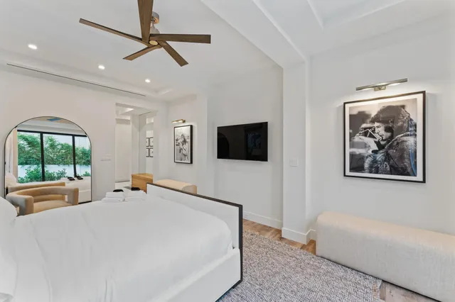 a bath tub sitting in a bathroom