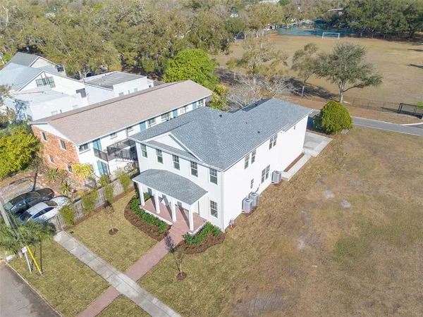 an aerial view of a house
