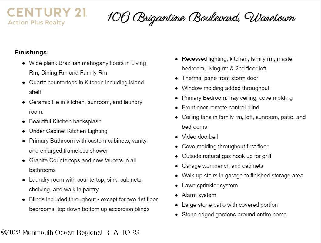 106 Brigantine Boulevard Waretown, NJ 08758 - Photo 6 of 76 Highlight sheet 2- 106 Brigantine