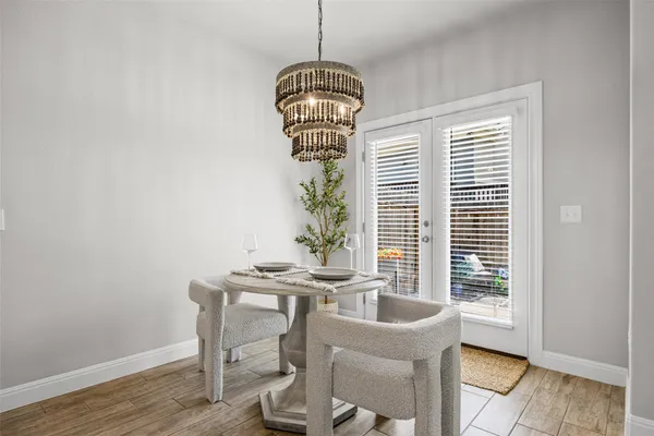 a table and chairs in a room