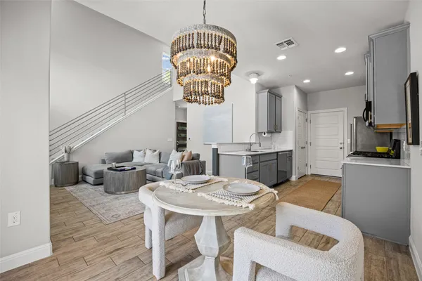 a kitchen with sink cabinets and window