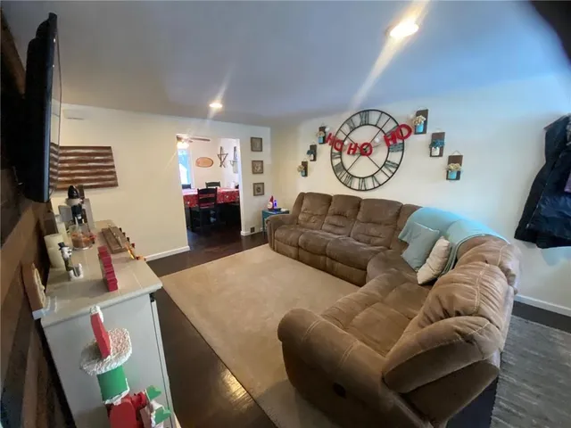 a living room with furniture and a couch