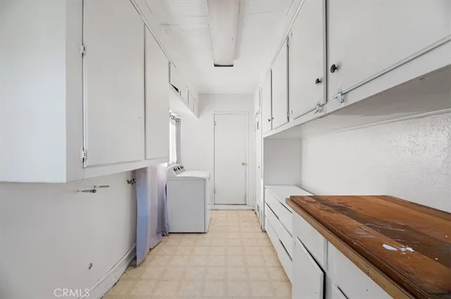 a view of a room with a window