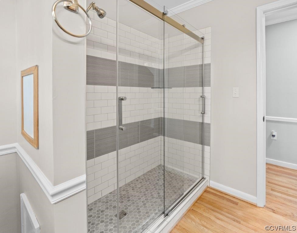 134 Ampthill Road Cartersville, VA 23027 - Photo 32 of 50 a bathroom with a glass shower door and a sink