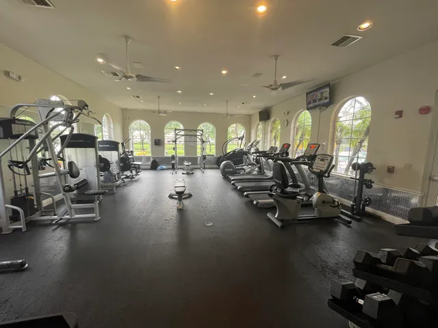 a view of a room with gym equipment