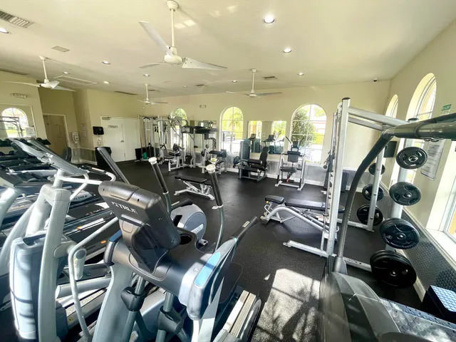 a view of a room with gym equipment