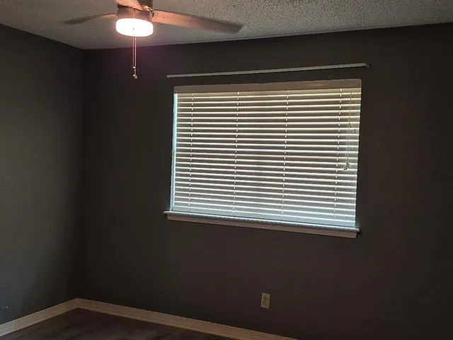 a view of a small space with a window