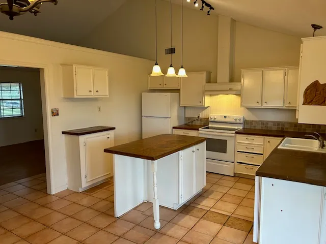 a kitchen with a stove a sink and a refrigerator