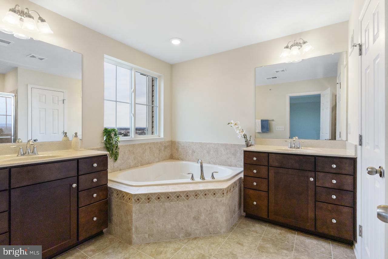 43367 Town Gate Square Chantilly, VA 20152 - Photo 18 of 36 a bathroom with a tub a sink double vanity and a mirror