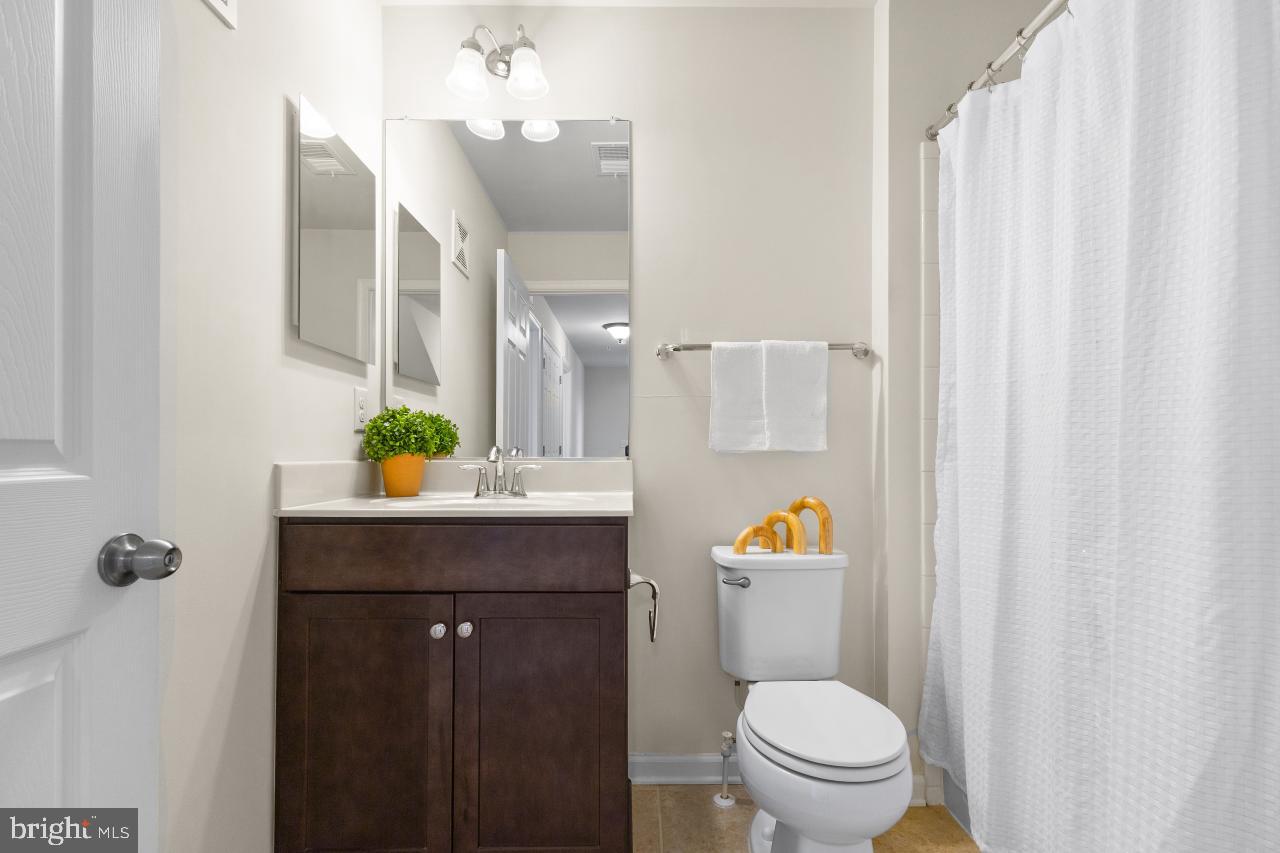 43367 Town Gate Square Chantilly, VA 20152 - Photo 28 of 36 a bathroom with a sink a toilet and shower curtain