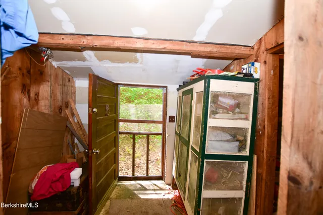 a garden view with a bench