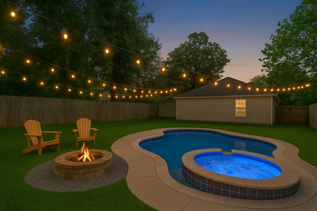 a view of a backyard