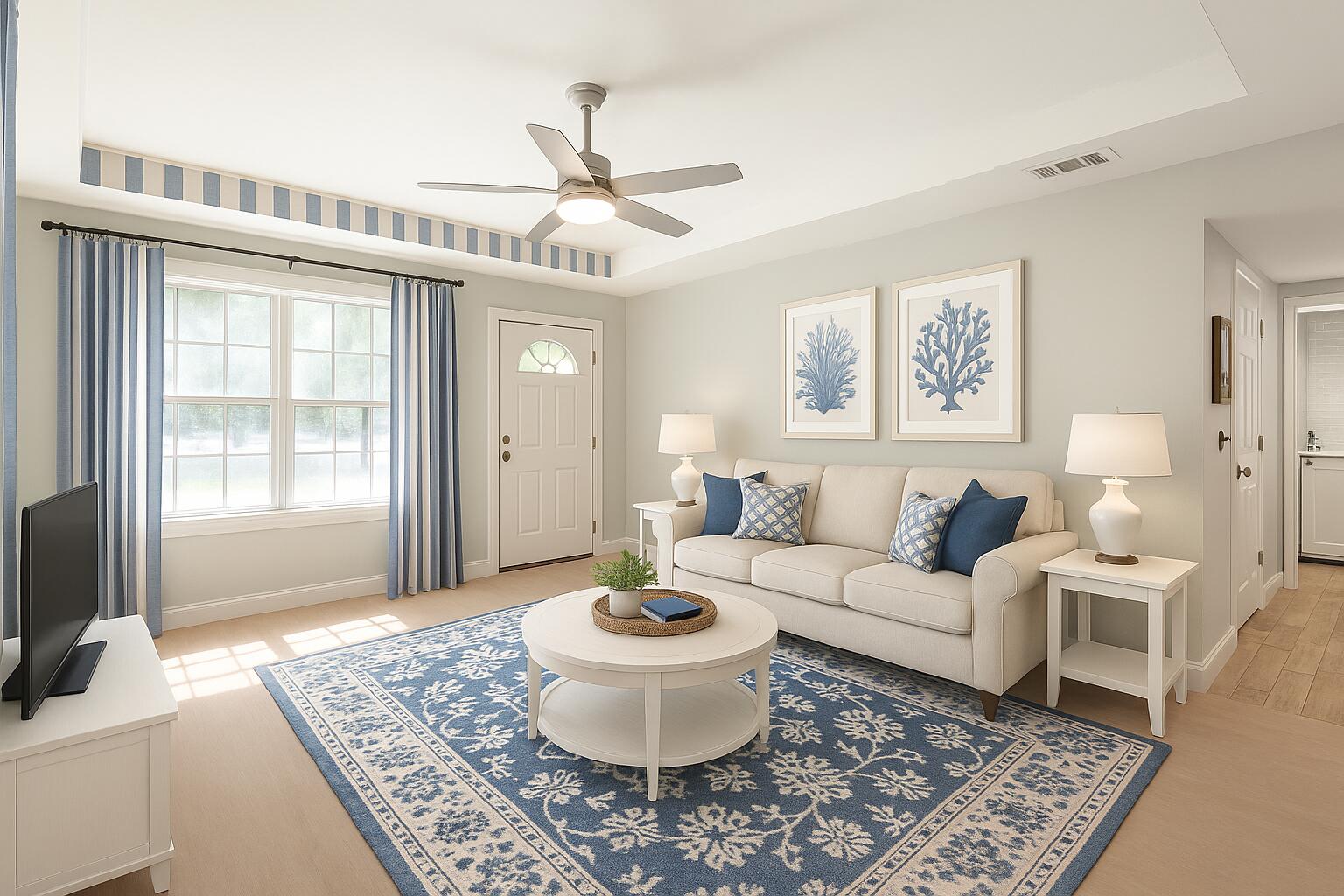 202 Mc Arthur Street Crestview, FL 32539 - Photo 8 of 39 a living room with furniture and a chandelier