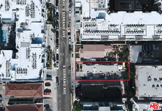 a city view with tall buildings