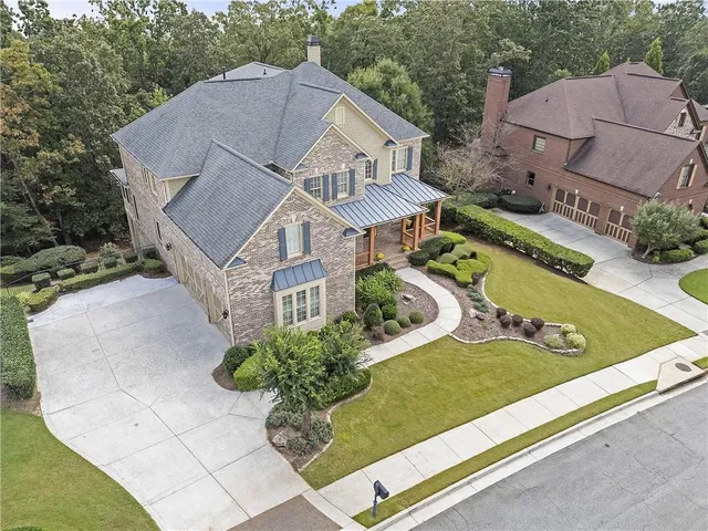 an aerial view of a house
