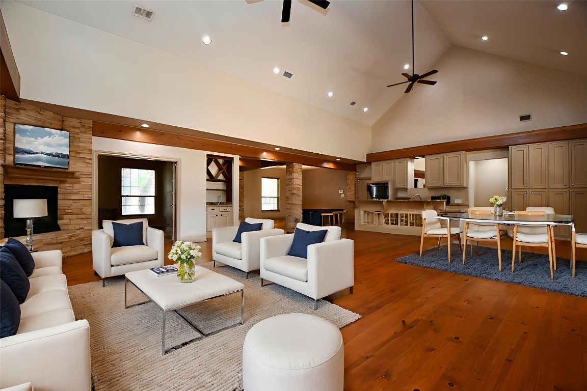 1240 Bingle Road Spring Valley Village, TX 77055 - Photo 9 of 49 Here is another digitally staged picture looking from another angle in the cathedral like family room.