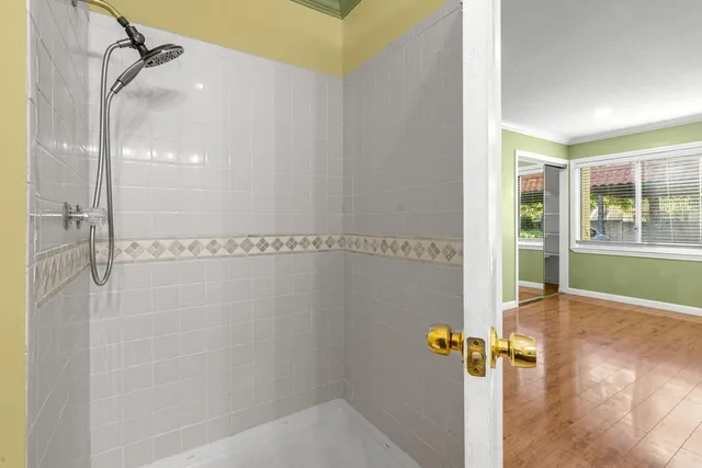 a bathroom with a shower