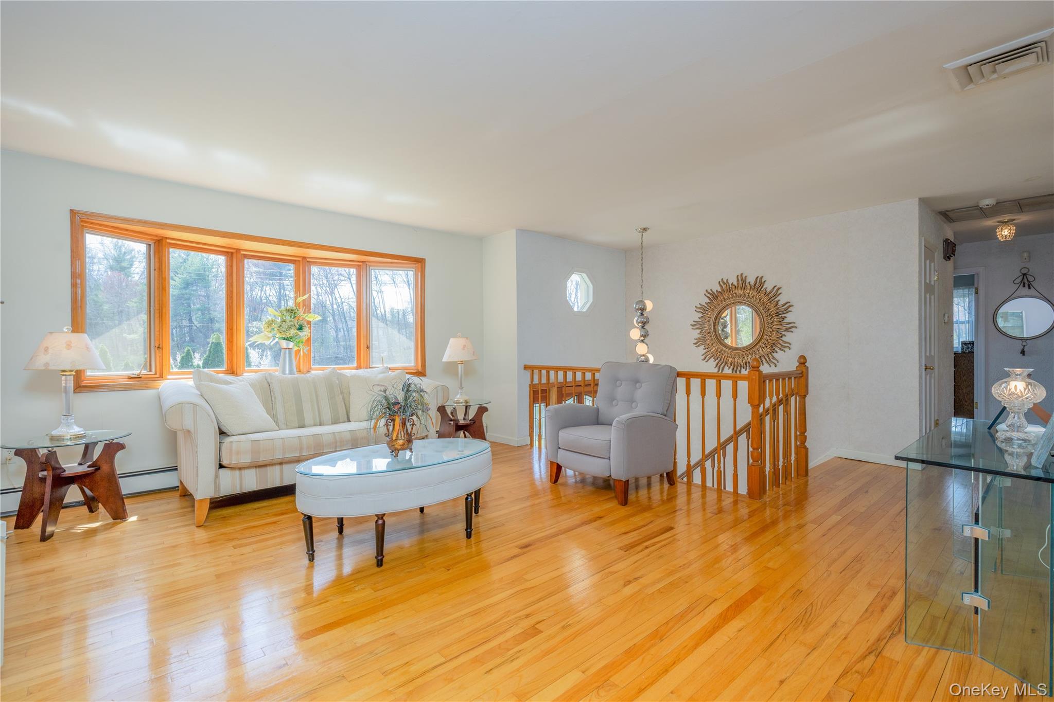196 East Townline Road West Nyack, NY 10994 - Photo 7 of 35 a living room with furniture and a large mirror next to a window