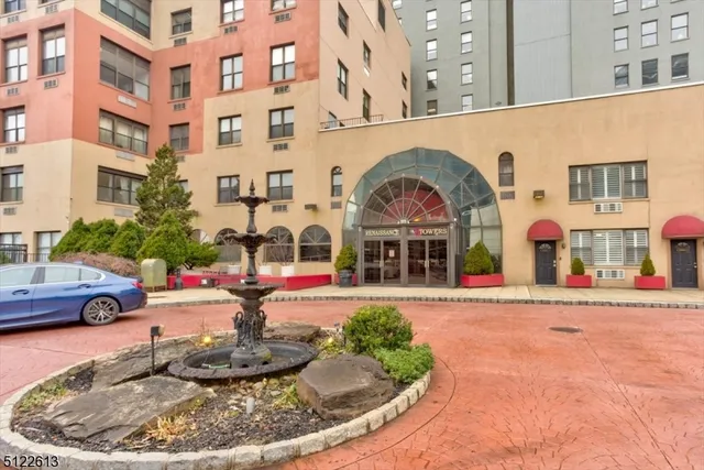 a view of building with entrance gate