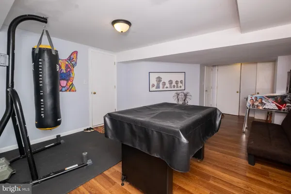 a view of a yard with large trees