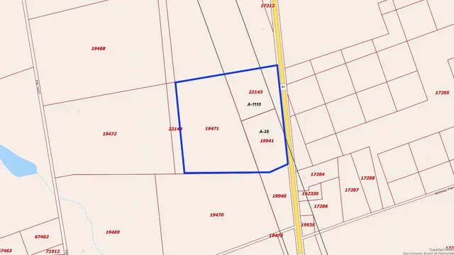 a view of a covered with large trees