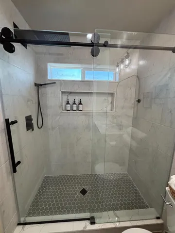 a bathroom with a shower