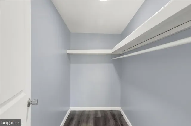 a view of small space with racks on the wall