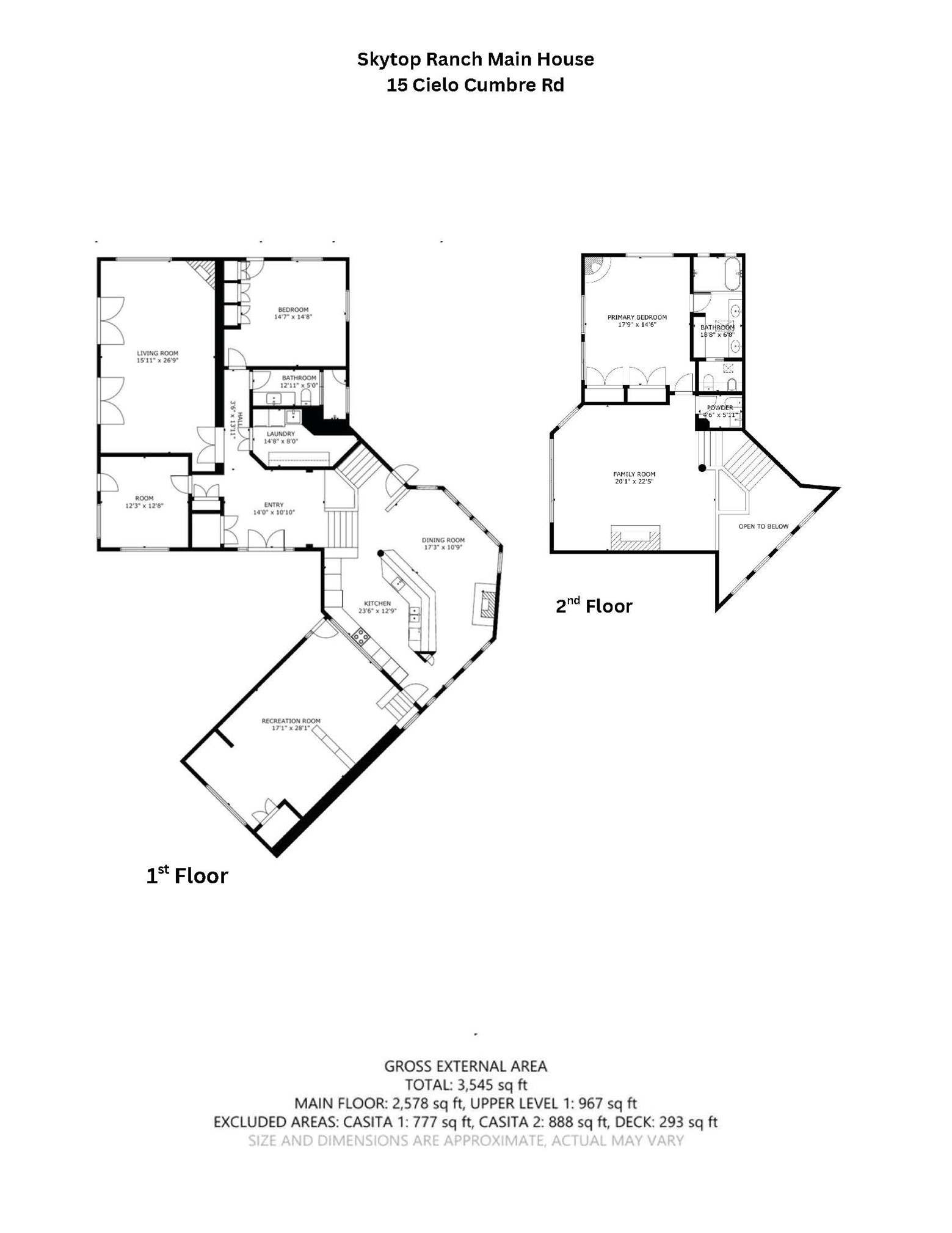 15 Cielo Cumbre Road Santa Fe, NM 87505 - Photo 20 of 20 Main House Floor Plan