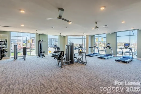 a view of a room with gym equipment