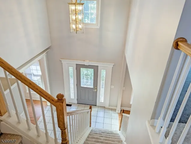 a view of a hallway with windows