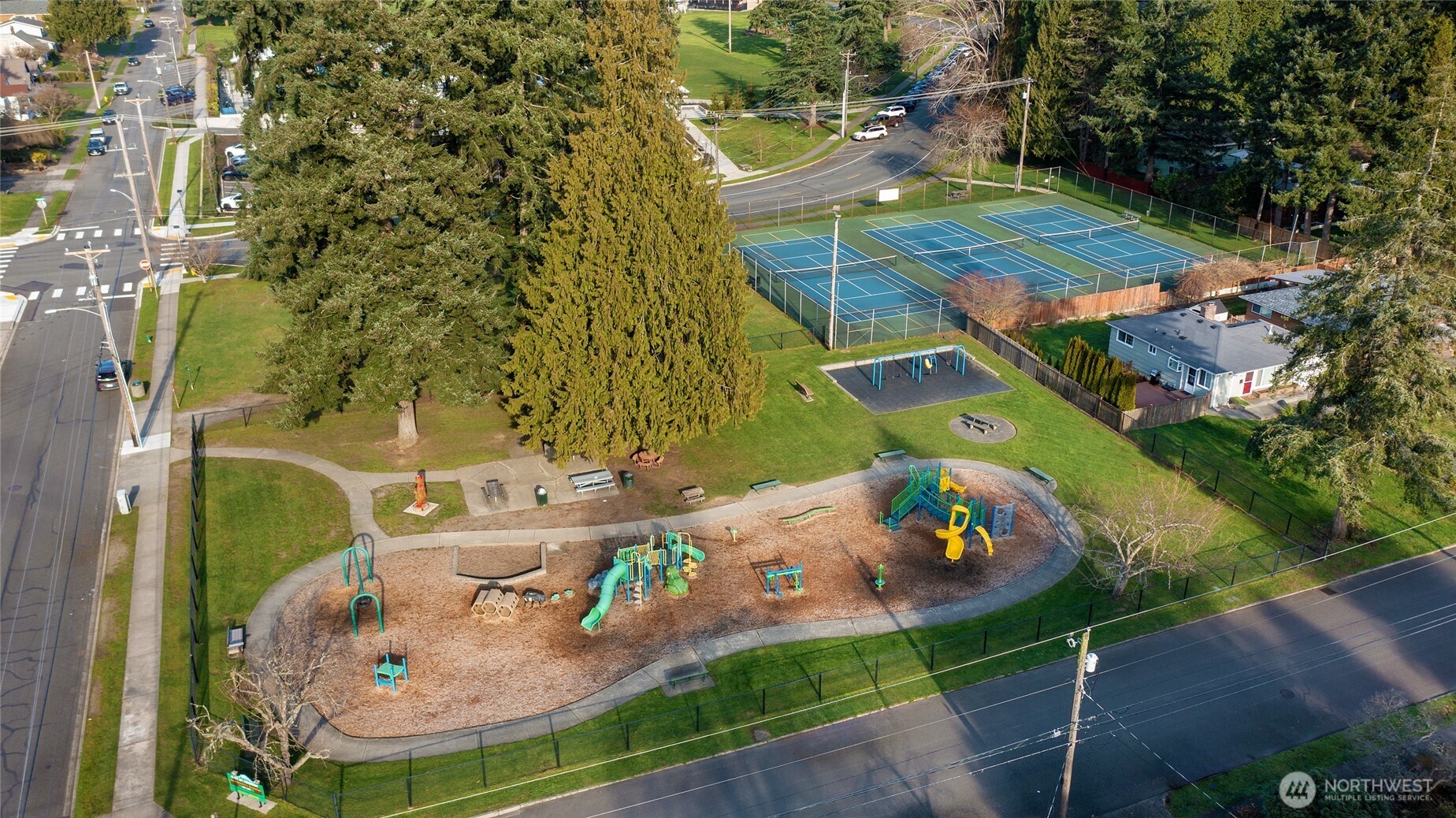 808 Alameda Avenue Fircrest, WA 98466 - Photo 36 of 39 an aerial view of a house with outdoor space patio and outdoor seating