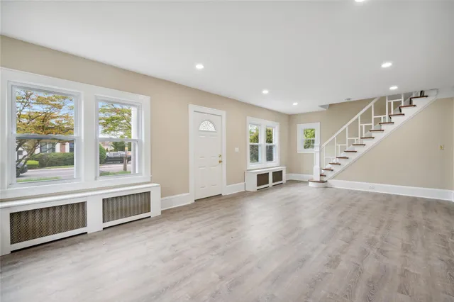 an empty room with windows