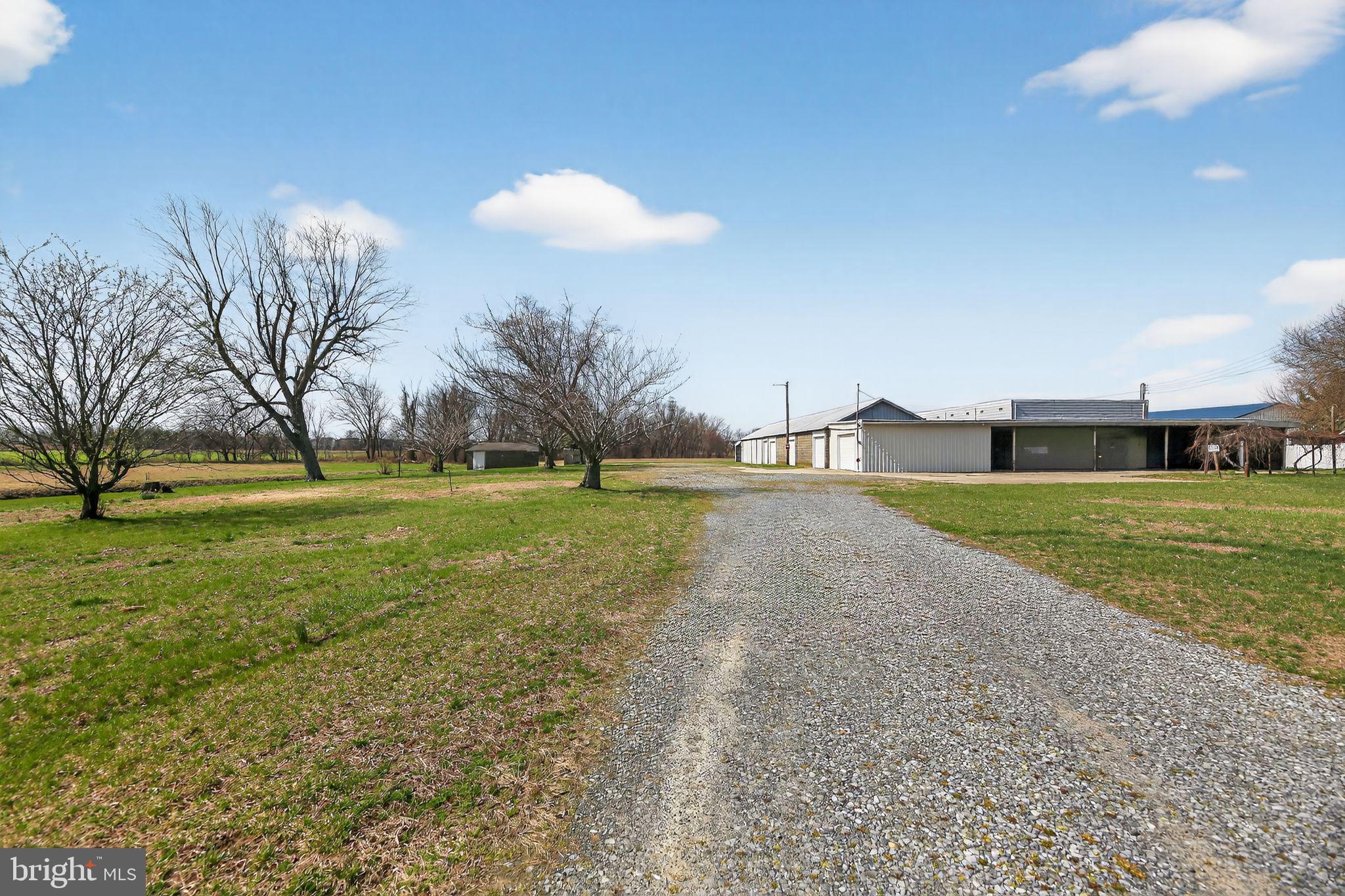 a view of a house with a big yard and palm trees