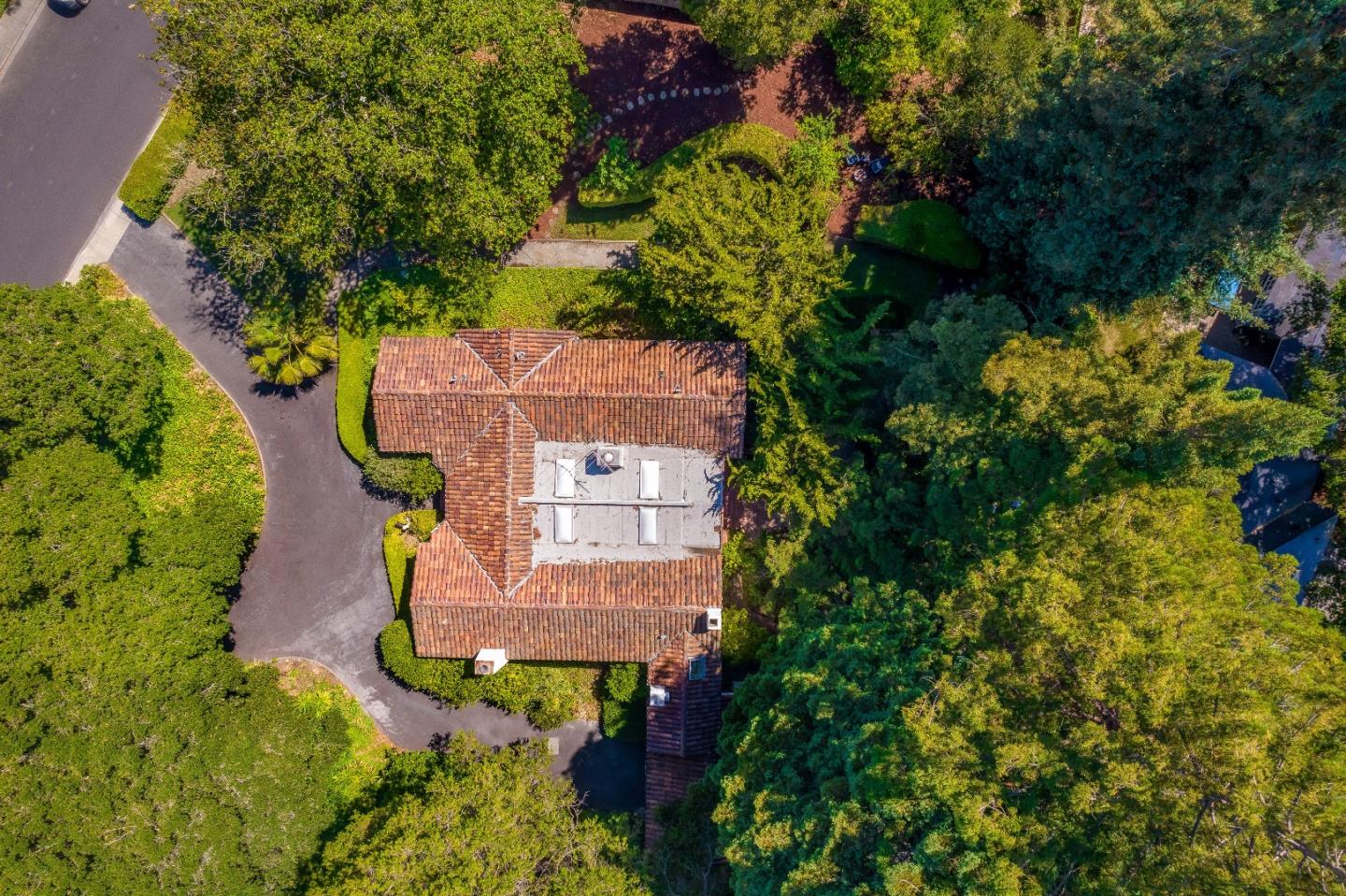 53 Lloyden Drive Atherton, CA 94027 - Photo 33 of 34 an aerial view of a house with a yard and garden