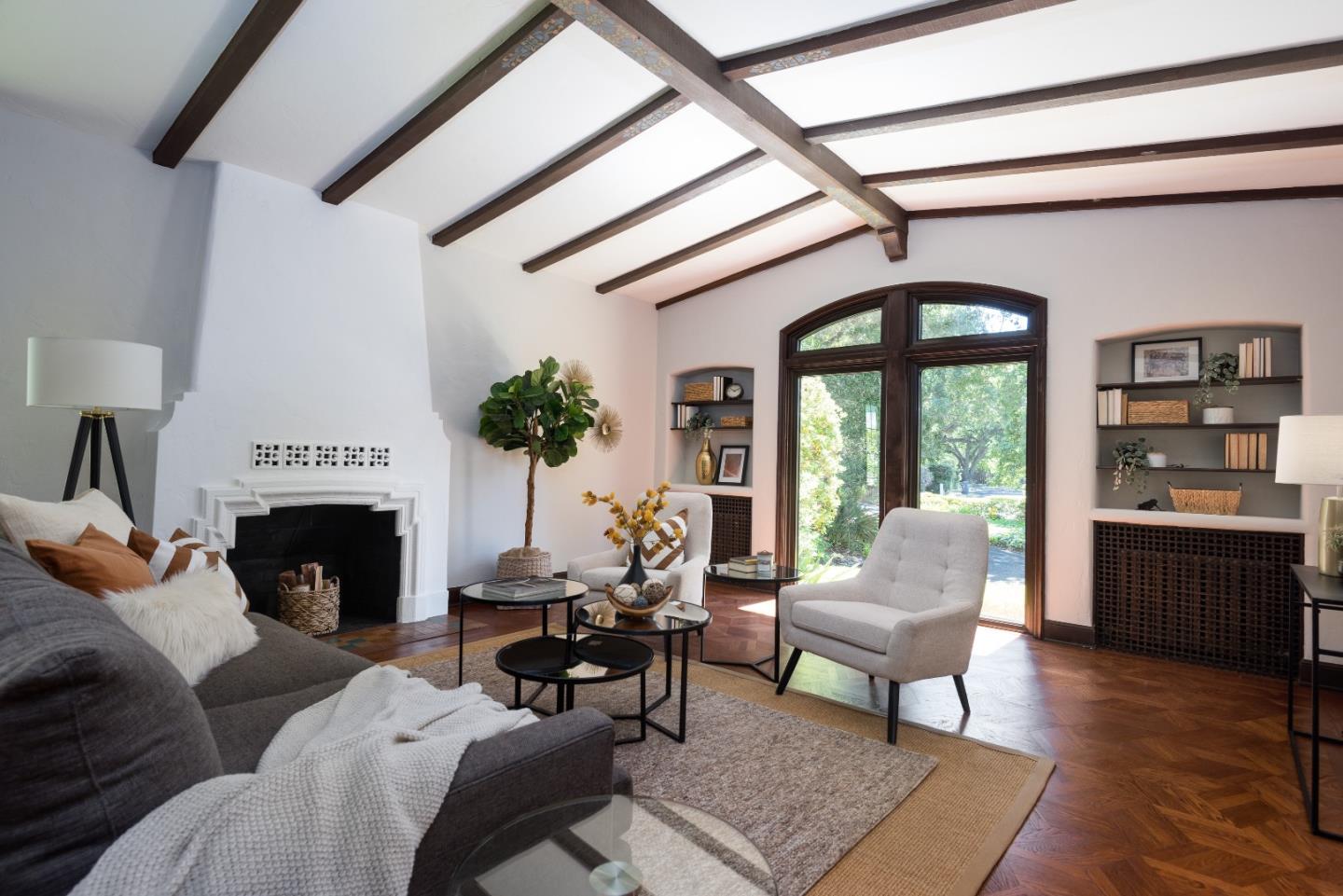 53 Lloyden Drive Atherton, CA 94027 - Photo 7 of 34 a living room with furniture fireplace and window