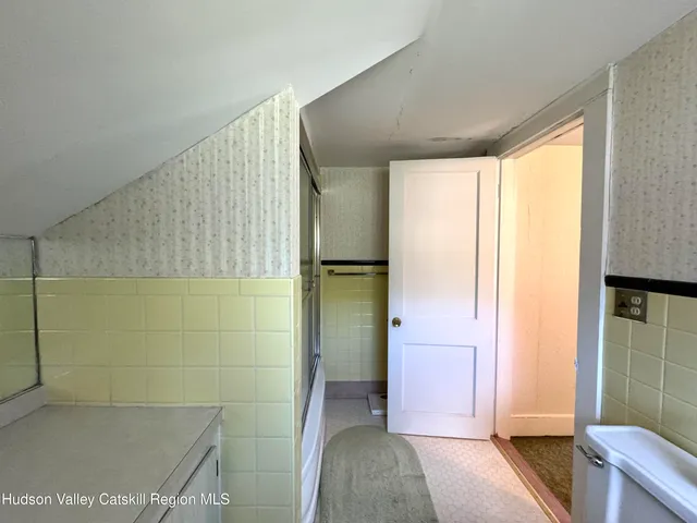 a bathroom with a bathtub